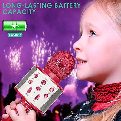 Alversun Wireless Karaoke Microphone for Kids, Bluetooth Karaoke Microphone  Portable Handheld Singing Karaoke Mic Speaker Gifts for 3 4 5 6 7 Years