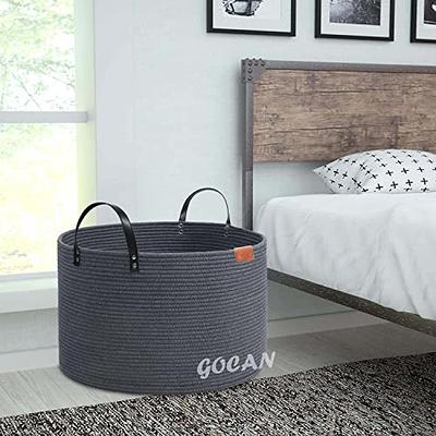 XXXL Gray Bathroom Storage Baskets Woven Rope Basket with Handles Clothes  Hamper