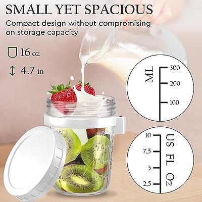  Overnight Oats Container with Lid and Spoon Airtight 16 oz Glass  for Cereal Yogurt Milk Fruit, chia pudding jars, Overnight Oats Leak Proof Oatmeal  Container, yogurt container with lids, 4-pack 