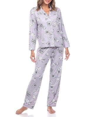 Ambrielle Womens Crew Neck Long Sleeve 2-pc. Pant Pajama Set