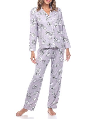 Ambrielle Womens Crew Neck Long Sleeve 2-pc. Pant Pajama Set, Small, Black  - Yahoo Shopping