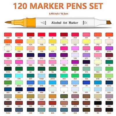  121 Colors Dual Tip Alcohol Based Art Markers,120