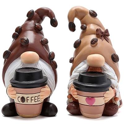 2pcs Coffee Gnomes Coffee Bar Decor Accessories Spring Summer Swedish Tomte Elf Dwarf Figurines Spring Summer Gnome Decorations Gifts Fall Gnome Decor