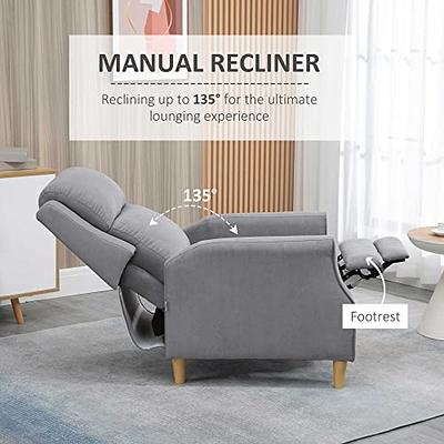 HOMCOM Living Room Chair Recliner Manual Recliner Sofa With Footrest Armchair  Cushion Padded Seat With Armrest Living Room Furniture PU Black