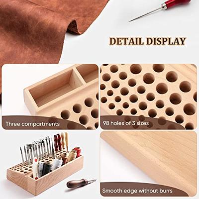 Wood Tool Storage Rack 98 Holes Leather Craft Holder Leathercraft