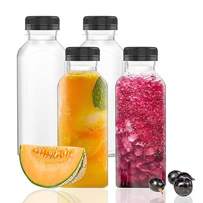 5 Pcs 5 oz Plastic Juice Bottle Reusable Transparent Bulk Beverage  Containers for Juice, Milk And Other With Black Lids