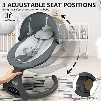 Portable 5 Speed Baby Rocker with Music, Remote Control, and Touch Screen  for Infants - Suitable for 0-9 Months, 5-20 lbs, Gray (CR010A-1-GREY)