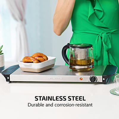 Stainless Steel Warming Hot Plate - Keep Food Warm w/ Portable Electric  Food Tray Dish Warmer w/ Black Glass Top, For Restaurant, Parties, Buffet