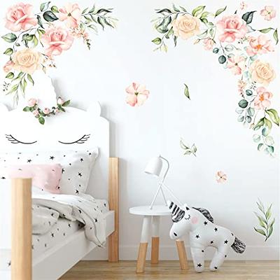 Flower Wildflower Wall Decals Peel and Stick for Furniture,Floral Wall  Stickers for Girls Bedroom Living Room