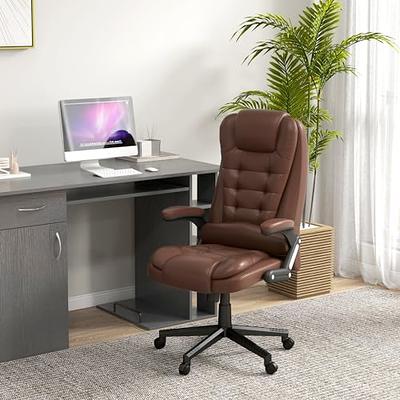 HOMCOM High-Back Executive Office Chair with Footrest, PU Leather Computer  Chair with Reclining Function and Armrest, Ergonomic Office Chair, Red