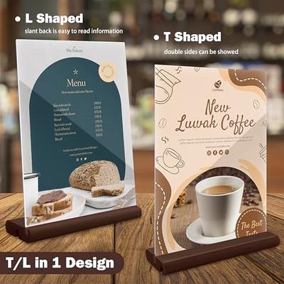 3 Pack Acrylic Sign Holder 8.5 x 11, L/T Shape Clear Sign Holder Plastic  Paper Holder Vertical Slanted Sign Holders with Wood Base Plastic Display  Stand for Office Desktop Restaurant Store - Yahoo Shopping