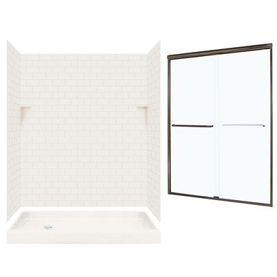 Lavish 35-1/2 in. x 35-1/2 in. x 86 in. Corner Drain Corner Shower Stall Kit in White with Easy Fit Drain