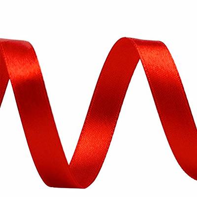 TONIFUL 1/4 Inch x 100yds Red Satin Ribbon, Thin Solid Color Satin Ribbon  for Gift Wrapping, Crafts, Hair Bows Making, Wedding Party Decoration
