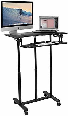 EUREKA ERGONOMIC Height Adjustable Computer Tower Stand, 2-Tier ATX-Case  CPU Holder Cart Under Desk Mobile PC Laptop Standing Table Home Office  Gaming Accessories w/Rolling Wheels & Mouse Pad, Black 