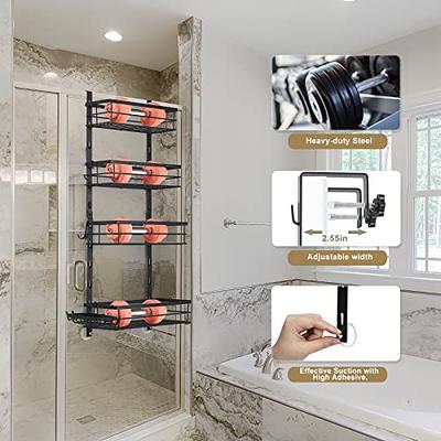 Over the Door Shower Caddy, 5-Tier Adjustable Hanging Shower Organizer  Rustproof Metal Bathroom Storage Shelf Shower Basket with Soap Holder &  Suction