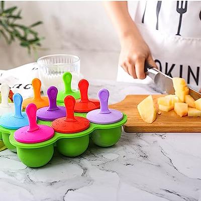 4 Silicone Popsicle Molds 7-Cavity DIY Ice Pop Mold w/ Colorful Sticks Baby  Kids