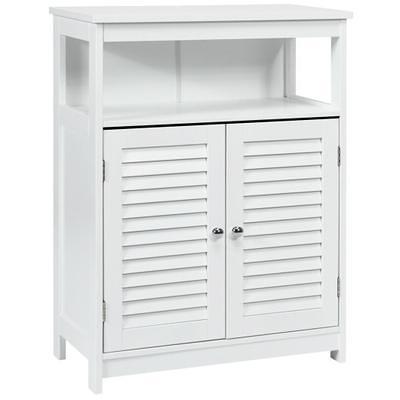 Costway Bathroom Storage Cabinet Wood Floor Cabinet w/ Double