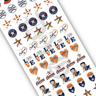 Houston Astros Baseball Nail Art Ideas & Designs