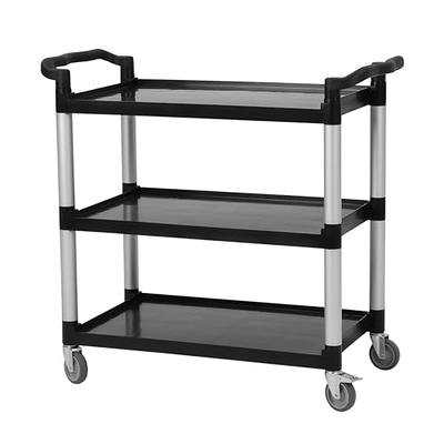 PELOEMNS Plastic Utility Carts with Wheels, Heavy Duty 510lbs Capacity  Rolling Service Cart, 3-Tier Restaurant Food Cart with Hammer for Office