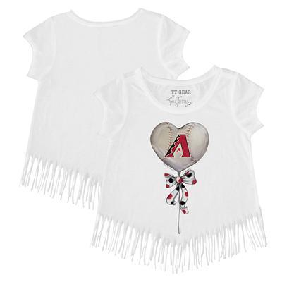 Girls Youth Tiny Turnip White Chicago Sox Baseball Pow Fringe T-Shirt Size: Medium