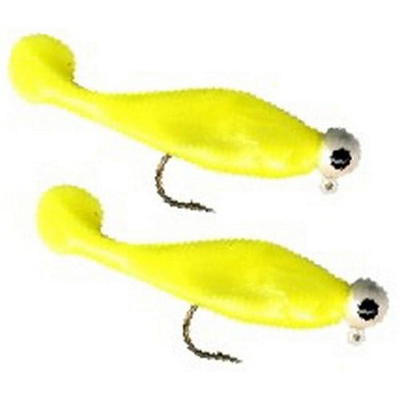 Texas Tackle Factory Double Shad Softbait, Glow Chartreuse, 1/8 oz