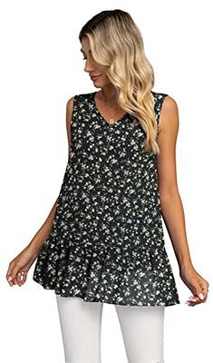 VIISHOW Women's Chiffon Tank Tops 2023 Summer Sleeveless V Neck Blouses  Shirts Ruffle Hem Double Layers Tunic,Flower Rose Black,Small - Yahoo  Shopping