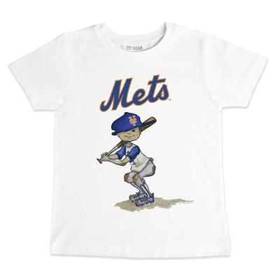 New York Mets Tiny Turnip Infant Baseball Bow Raglan 3/4 Sleeve T-Shirt -  White/Royal