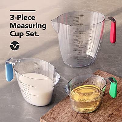  Plastic Measuring Cups Set, 1 2 4 Cup Capacity with Ounce  Measurement, BPA Free Liquid Measuring Cups with Spout for Kitchen Cooking  Baking, 3-Piece: Home & Kitchen