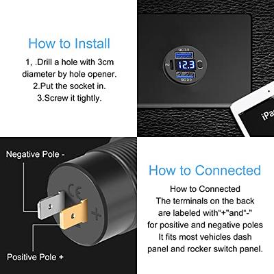 12V USB Outlet Rocker Switch USB Charger USB C Car Charger and