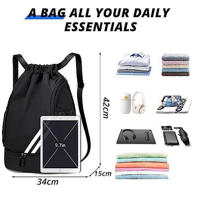Drawstring Backpack Sports Gym Bag with Shoes Compartment, Waterproof Draw  String Back Bag for Men Women (Black) - Yahoo Shopping