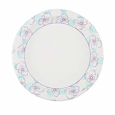 Glad Round Disposable Paper Plates 10 in, Blue Flower