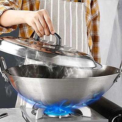 Pan Wok Frying Skillet Honeycomb Cooking Nonstick Induction Flat Stir  Kitchen Fry Stainless Stove Steel Bottom