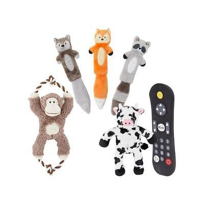 Frisco Jungle Pals Plush & Rope Variety Pack Dog Toy, 6 Count