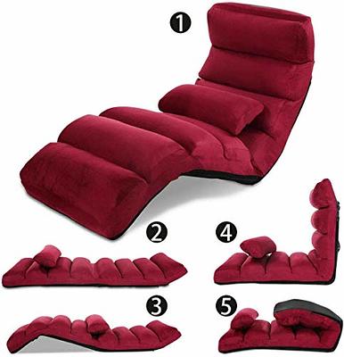 Adjustable Folding Lazy Sofa Chair, 5-Position Lounge Couch, Back