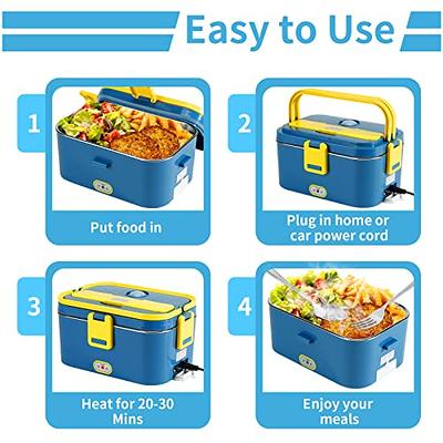 Prep & Savour Food Heating Lunch Box - Premium Quality Portable Electric  Insulated Black Lunch Box, Food Warmer And Heater- Perfect For Picnics