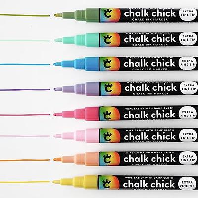 Funcils Fine Tip Chalk Markers for Chalkboard, Blackboard, Window, Labels,  Bistro, Glass, Car, Board (10 Pack, 3mm) - Wet Wipe E