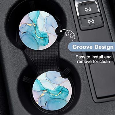 Car Coasters for Cup Holders, 2 Pack Absorbent Ceramic Car Cup Holder  Coaster fo