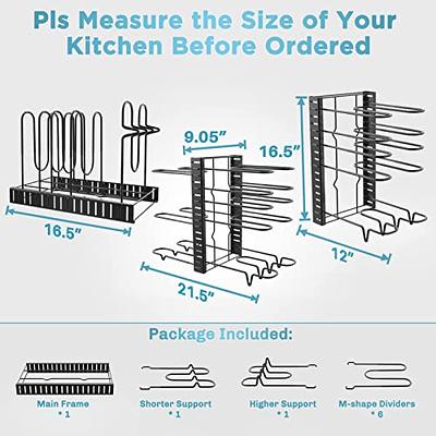 SpaceAid Heavy Duty Pan Organizer Rack for Cabinet, Pot Lid Holder, Kitchen  Organization & Storage for Cast Iron Skillet, Bakeware, Cutting Board - No