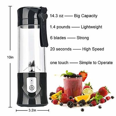 Portable Blender, Type-C Rechargeable Travel Juicer Cup Electric Mini Personal  Size Blenders for Smoothies and Shakes Fruit Juice Mixer with 6 Updated  Blades for Travel Sports Kitchen13.5Oz(Black) - Yahoo Shopping
