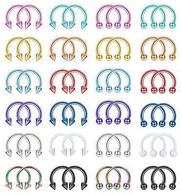 Ruifan 8PCS Surgical Steel CBR Nose Septum Horseshoe Earring