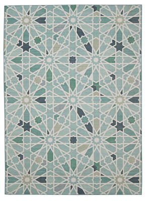 Washable Area Rug, 5' x 7', Nimue Teal/Ivory