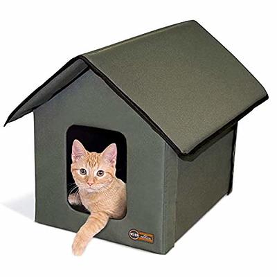 Outdoor Feral Cat House with Insulation Liner Heated Kitty Shelter for  Winter Rabbit Hutch for Bunnies,Cats,Other Small Animals,Waterproof Asphalt  Roof