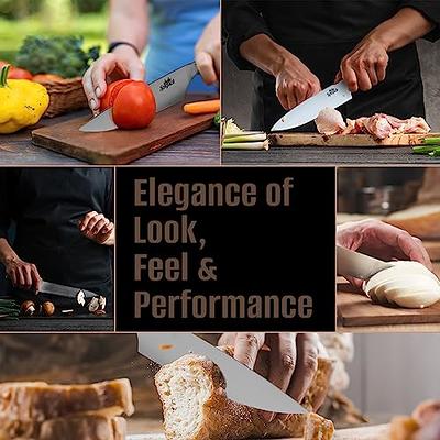 Euna 5 Pcs Kitchen Knife Set with Multiple Sizes, [Ultra-Sharp] Chef Cooking Knives with Sheaths and Gift Box, Chef Knife Set for Professional