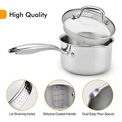 1.5 Quart Stainless Steel Saucepan With Pour Spout, Saucepan With Lid, Mini  Milk Pan With Spout - Perfect For Boiling Milk, Sauce, Gravies, Pasta