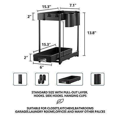 MHHA 2 Sets of 2-Tier Clear Under Bathroom Sink Organizers and Storage,  Medicine Cabinet Organizer with Dividers, Pull Out Kitchen Pantry Shelf