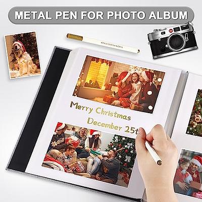  Photo Album Self Adhesive Pages Scrapbook Magnetic Photo Albums  for 4x6 5x7 8x10 Pictures Books with Sticky Pages with A Metallic Pen for  Baby Family Wedding 11x10.6 Purple 40 Pages 