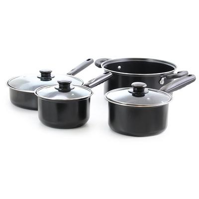 Oster Allsberg Non Stick Aluminum 10 Piece Cookware Set with Pots, Pans,  Lids, Stainless Steel Rose Gold Handles, Matte Black