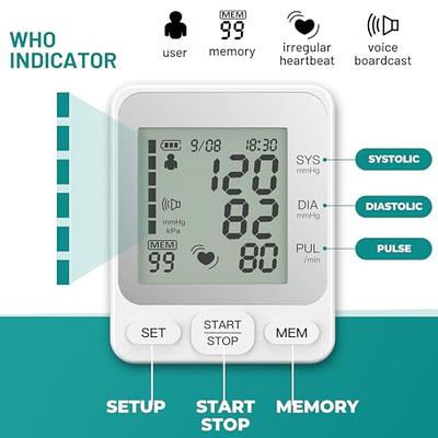 Blood Pressure Monitors Rechargeable Wrist Blood Pressure for Home Use, Cuff  Monitor with Large LCD Display, Digital BP Machine with Storage Bag, 99 * 2  Reading Memory for 2 Users - Yahoo Shopping