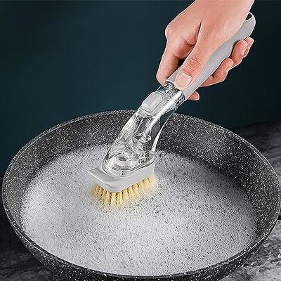 2pcs Automatic Liquid Dispensing Scrub Brush With Soap Dispenser