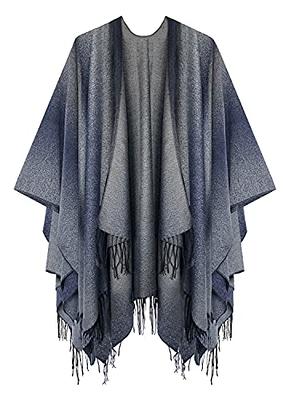 Urban CoCo Women's Printed Tassel Open Front Poncho Cape Cardigan Wrap  Shawl